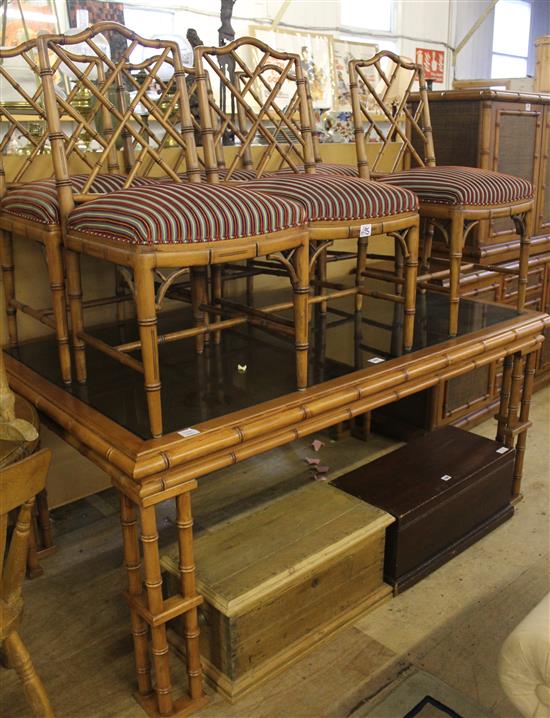 William MacLean of Brighton. A Chippendale style faux bamboo dining suite, sideboard(-)